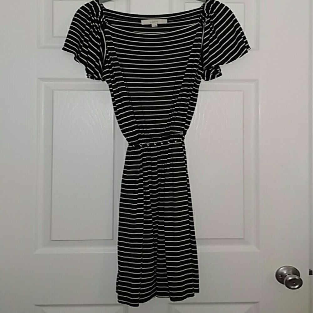 Ann Taylor Black & White Striped Dress
